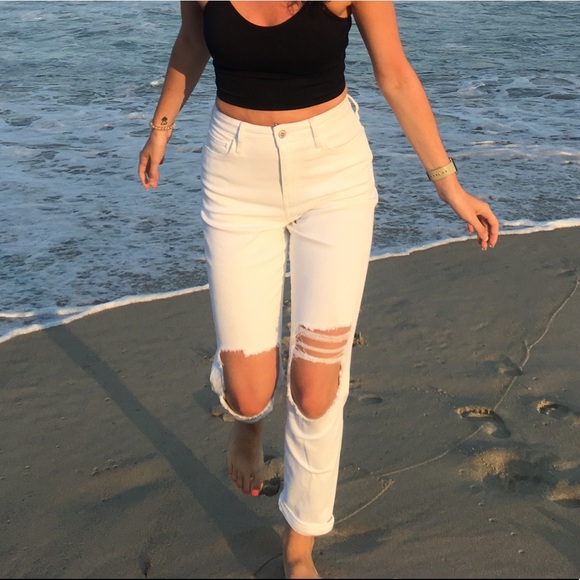 Hollister Denim - White Mom Jeans